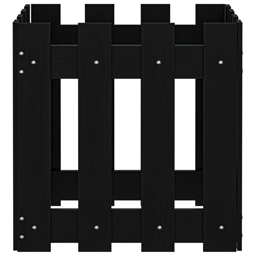 Plantenbak Met Hekontwerp 40X40X40 Cm Massief Grenenhout Zwart