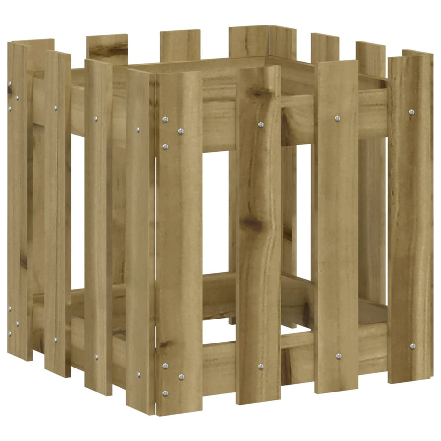 Plantenbak Met Hekontwerp 40X40X40 Cm Geïmpregneerd Grenenhout