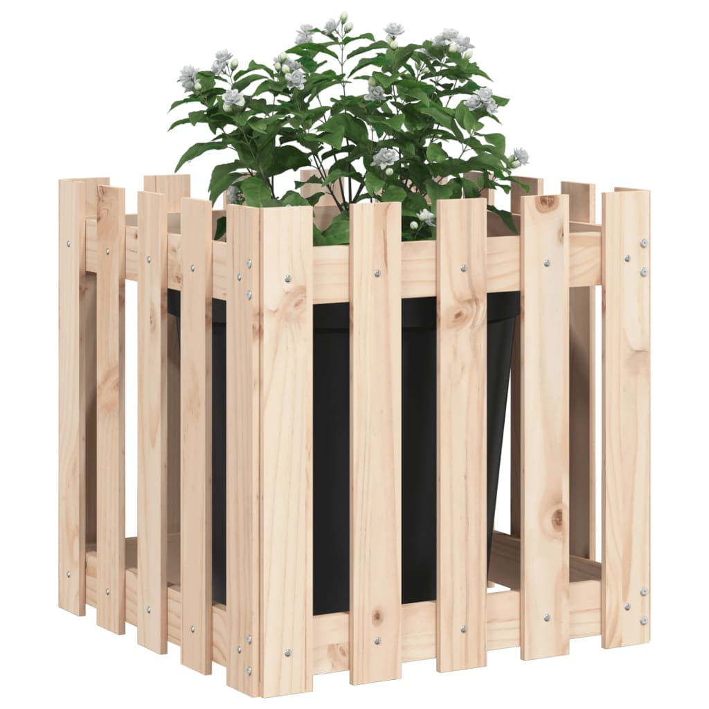 Plantenbak Met Hekontwerp 50X50X50 Cm Massief Grenenhout