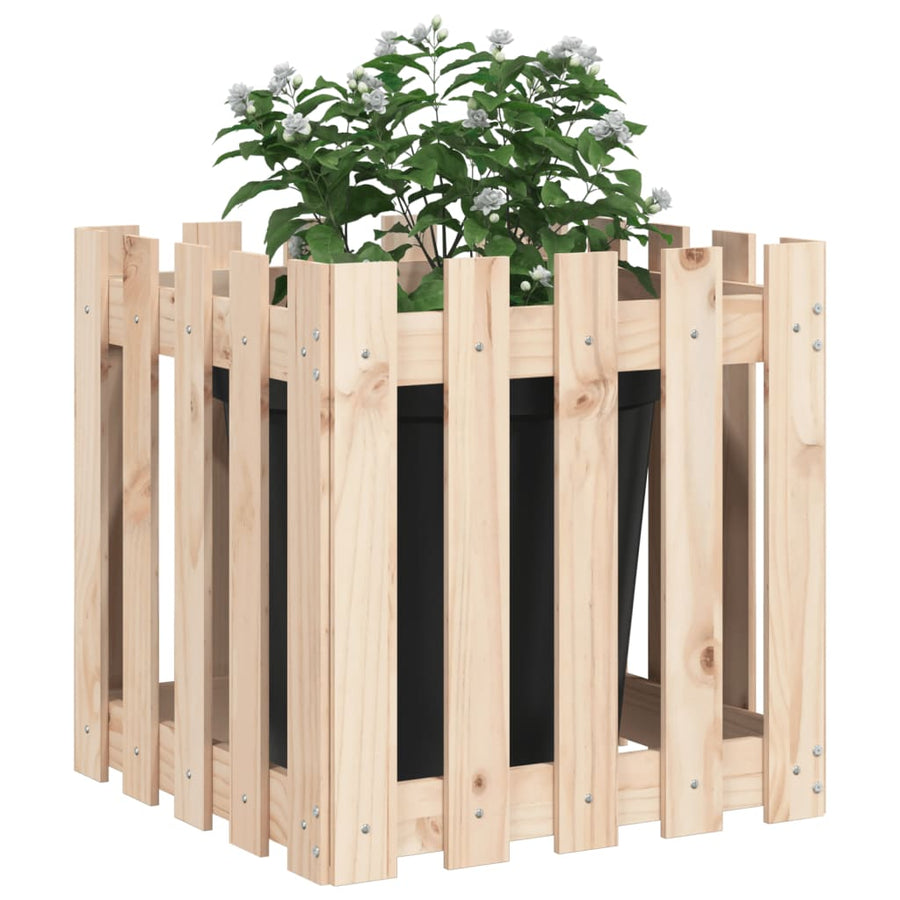 Plantenbak Met Hekontwerp 50X50X50 Cm Massief Grenenhout
