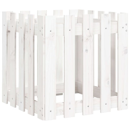 Plantenbak Met Hekontwerp 50X50X50 Cm Massief Grenenhout Wit