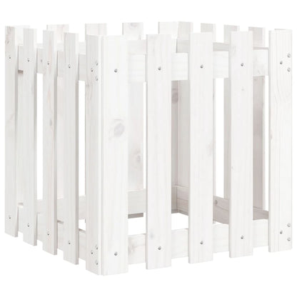 Plantenbak Met Hekontwerp 50X50X50 Cm Massief Grenenhout Wit