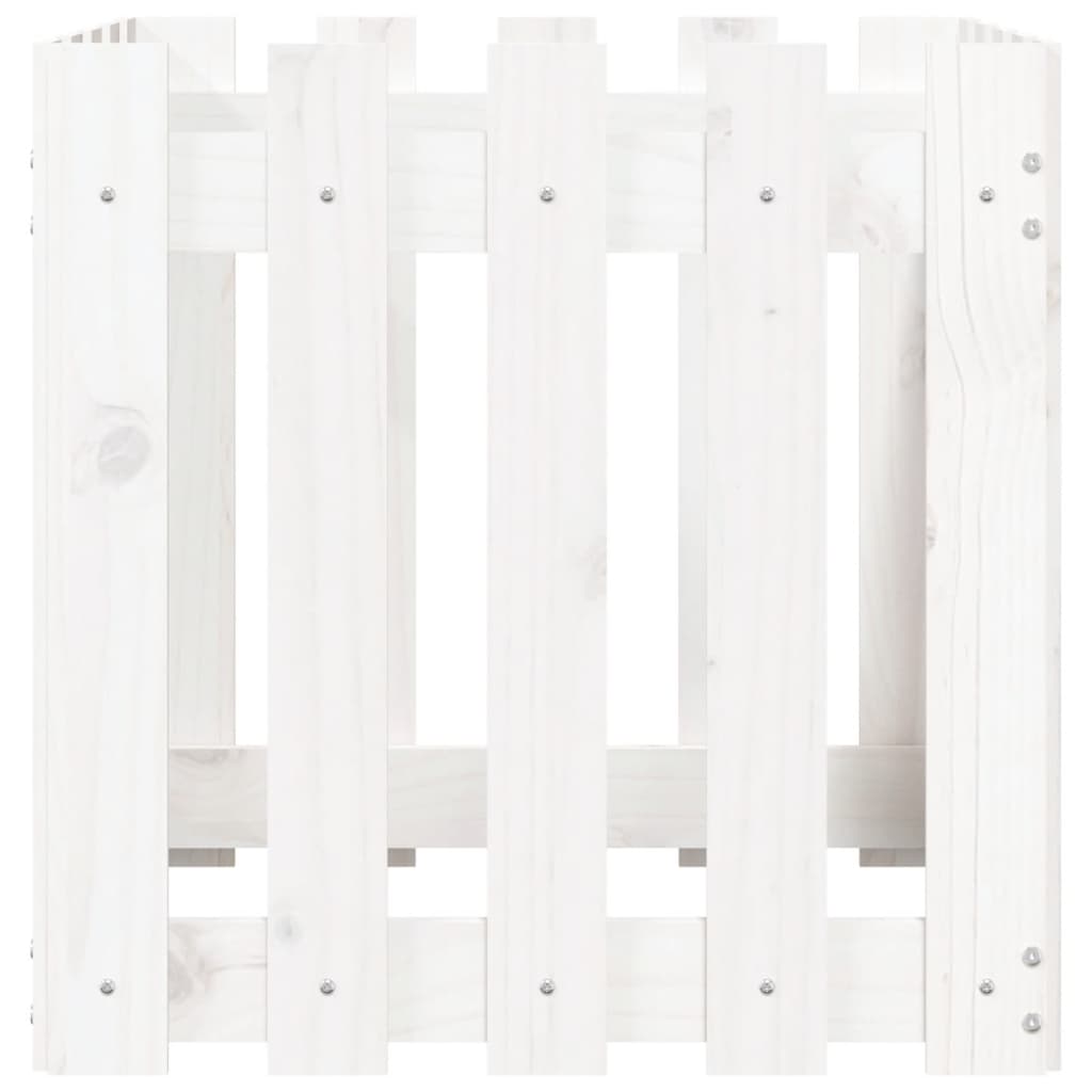 Plantenbak Met Hekontwerp 50X50X50 Cm Massief Grenenhout Wit