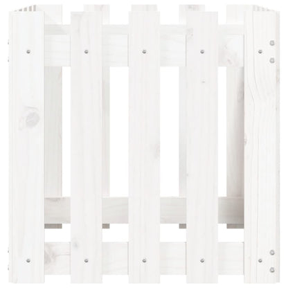 Plantenbak Met Hekontwerp 50X50X50 Cm Massief Grenenhout Wit