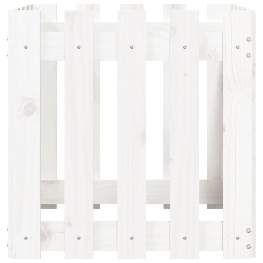 Plantenbak Met Hekontwerp 50X50X50 Cm Massief Grenenhout Wit