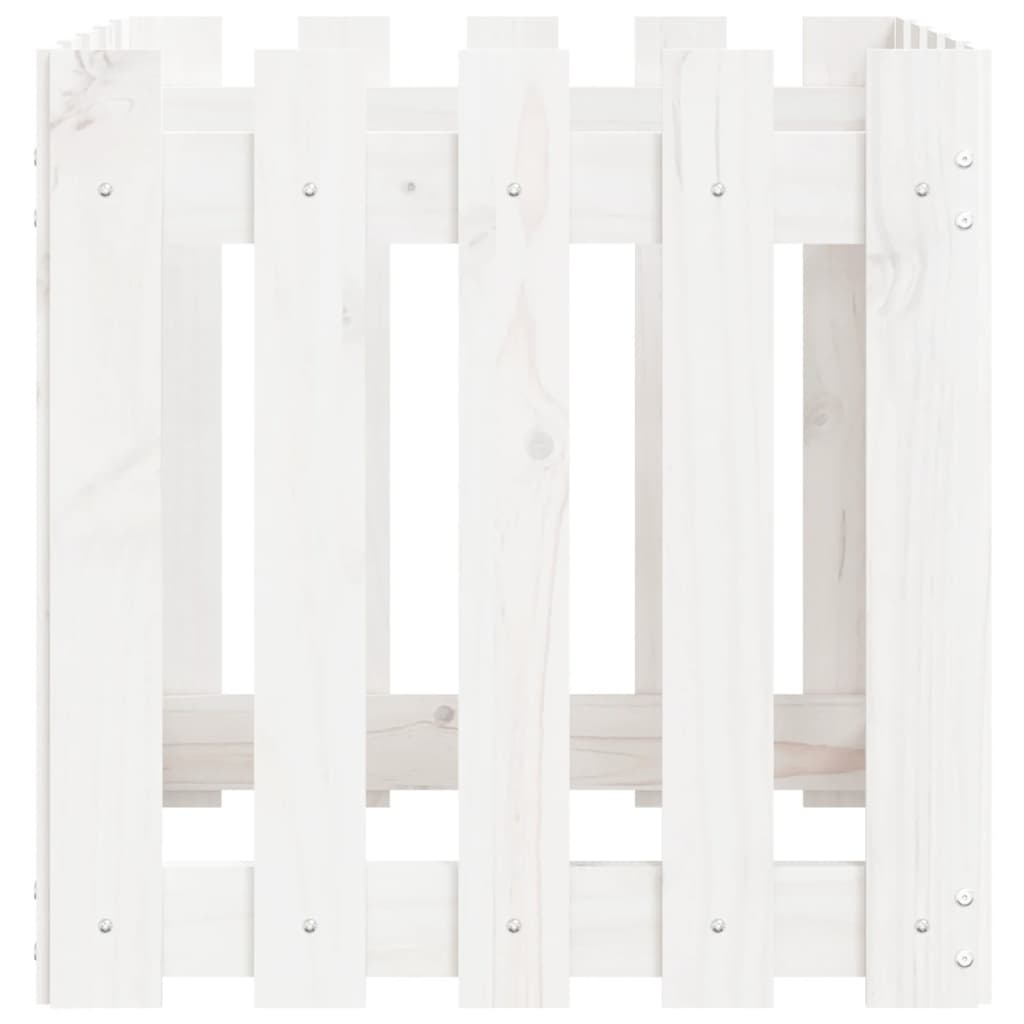 Plantenbak Met Hekontwerp 50X50X50 Cm Massief Grenenhout Wit