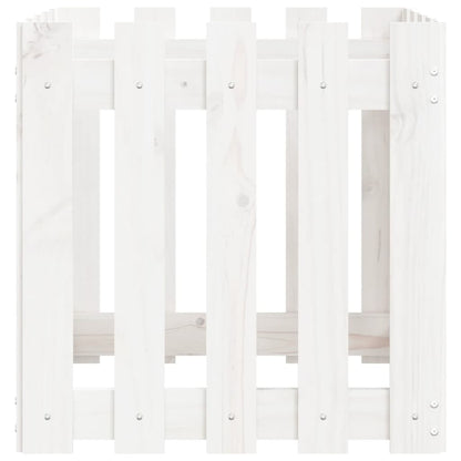 Plantenbak Met Hekontwerp 50X50X50 Cm Massief Grenenhout Wit