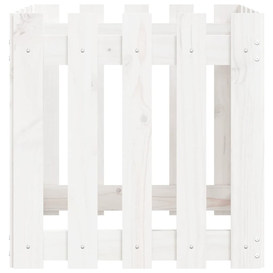 Plantenbak Met Hekontwerp 50X50X50 Cm Massief Grenenhout Wit