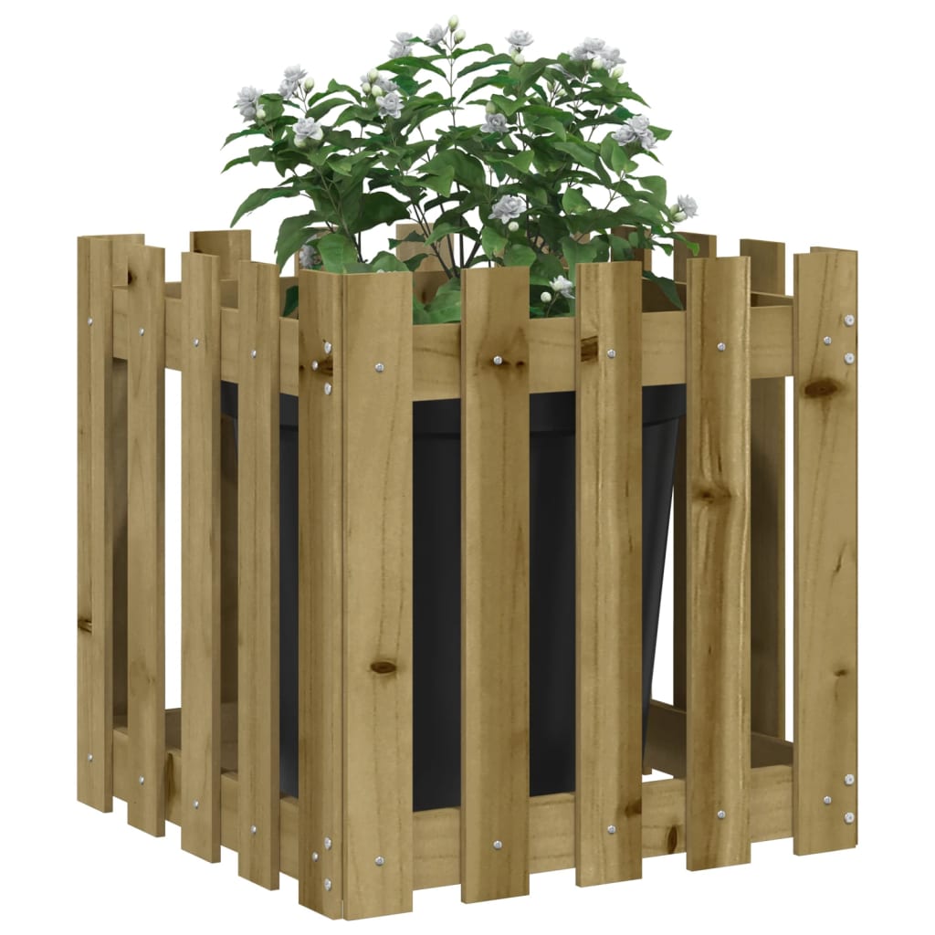 Plantenbak Met Hekontwerp 50X50X50 Cm Geïmpregneerd Grenenhout