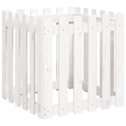 Plantenbak Met Hekontwerp 60X60X60 Cm Massief Grenenhout Wit