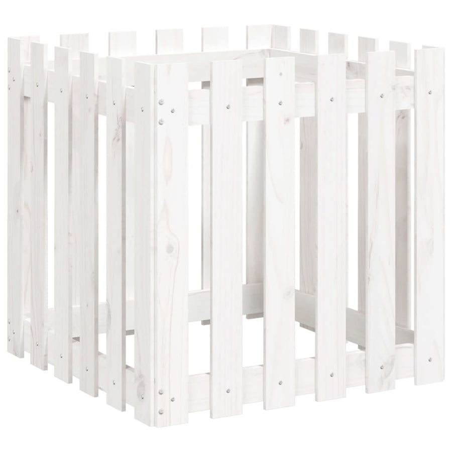 Plantenbak Met Hekontwerp 60X60X60 Cm Massief Grenenhout Wit