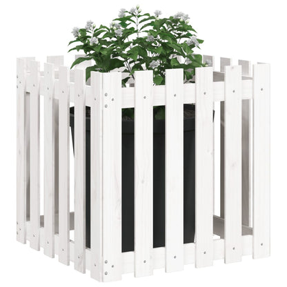 Plantenbak Met Hekontwerp 60X60X60 Cm Massief Grenenhout Wit