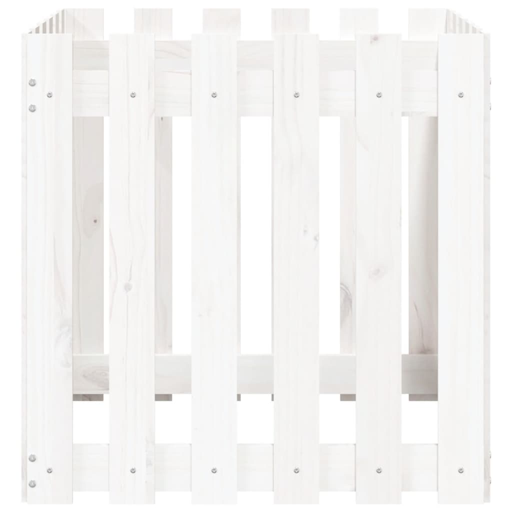 Plantenbak Met Hekontwerp 60X60X60 Cm Massief Grenenhout Wit