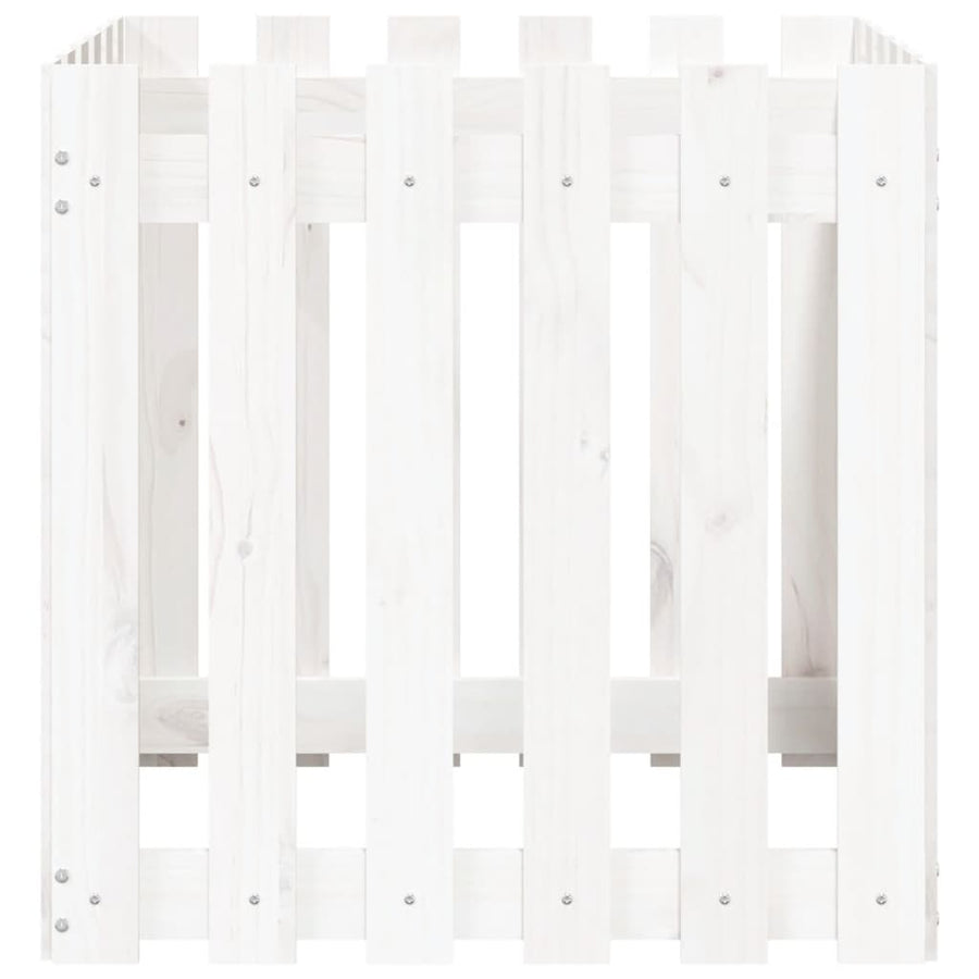 Plantenbak Met Hekontwerp 60X60X60 Cm Massief Grenenhout Wit