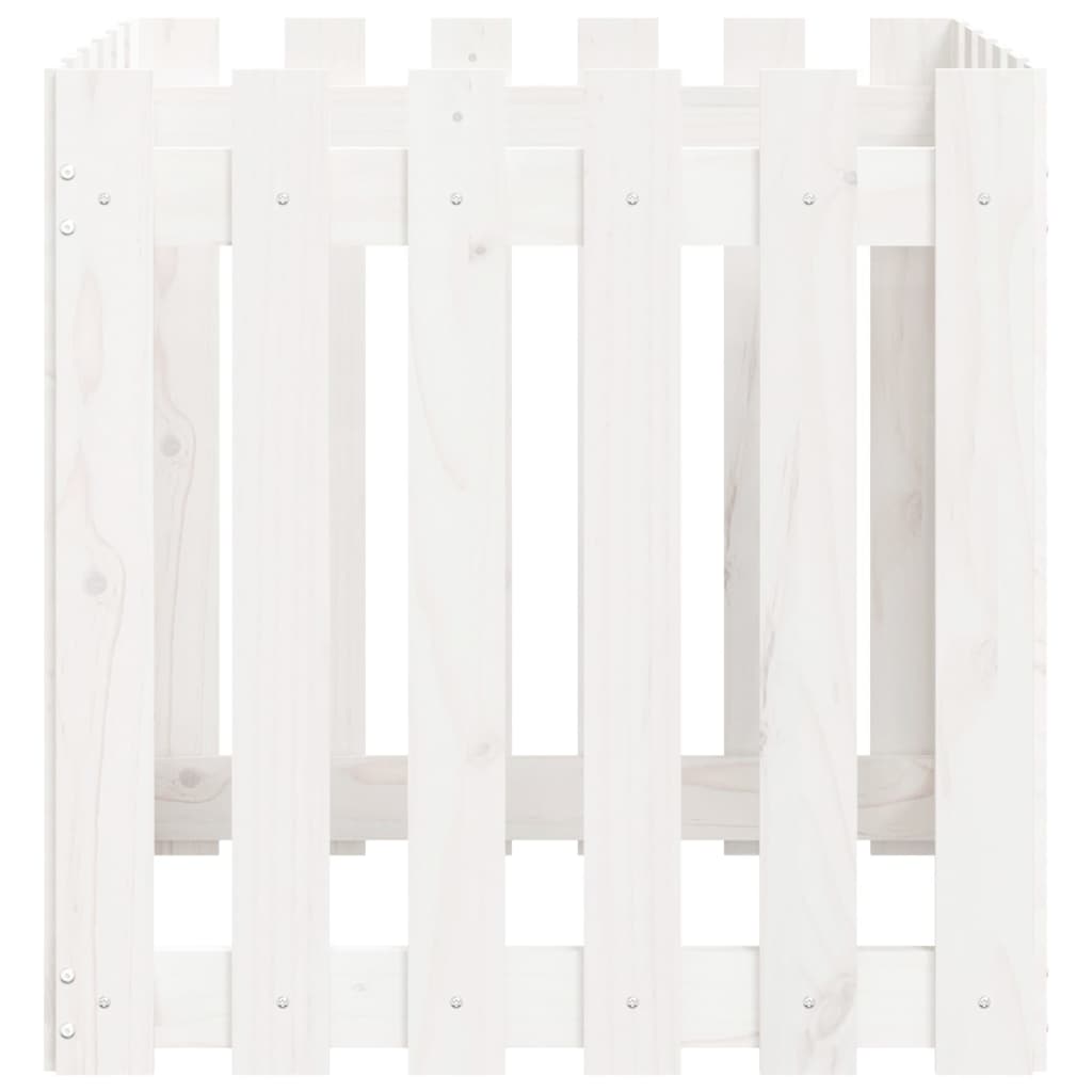 Plantenbak Met Hekontwerp 60X60X60 Cm Massief Grenenhout Wit