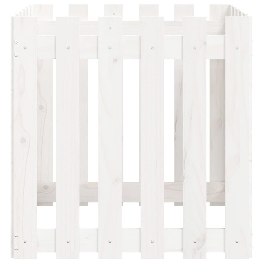 Plantenbak Met Hekontwerp 60X60X60 Cm Massief Grenenhout Wit