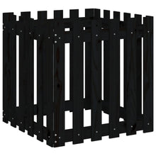 Plantenbak Met Hekontwerp 60X60X60 Cm Massief Grenenhout Zwart