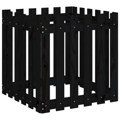 Plantenbak Met Hekontwerp 60X60X60 Cm Massief Grenenhout Zwart