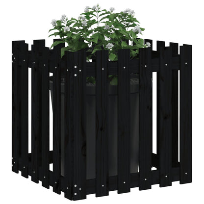 Plantenbak Met Hekontwerp 60X60X60 Cm Massief Grenenhout Zwart