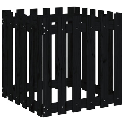 Plantenbak Met Hekontwerp 60X60X60 Cm Massief Grenenhout Zwart