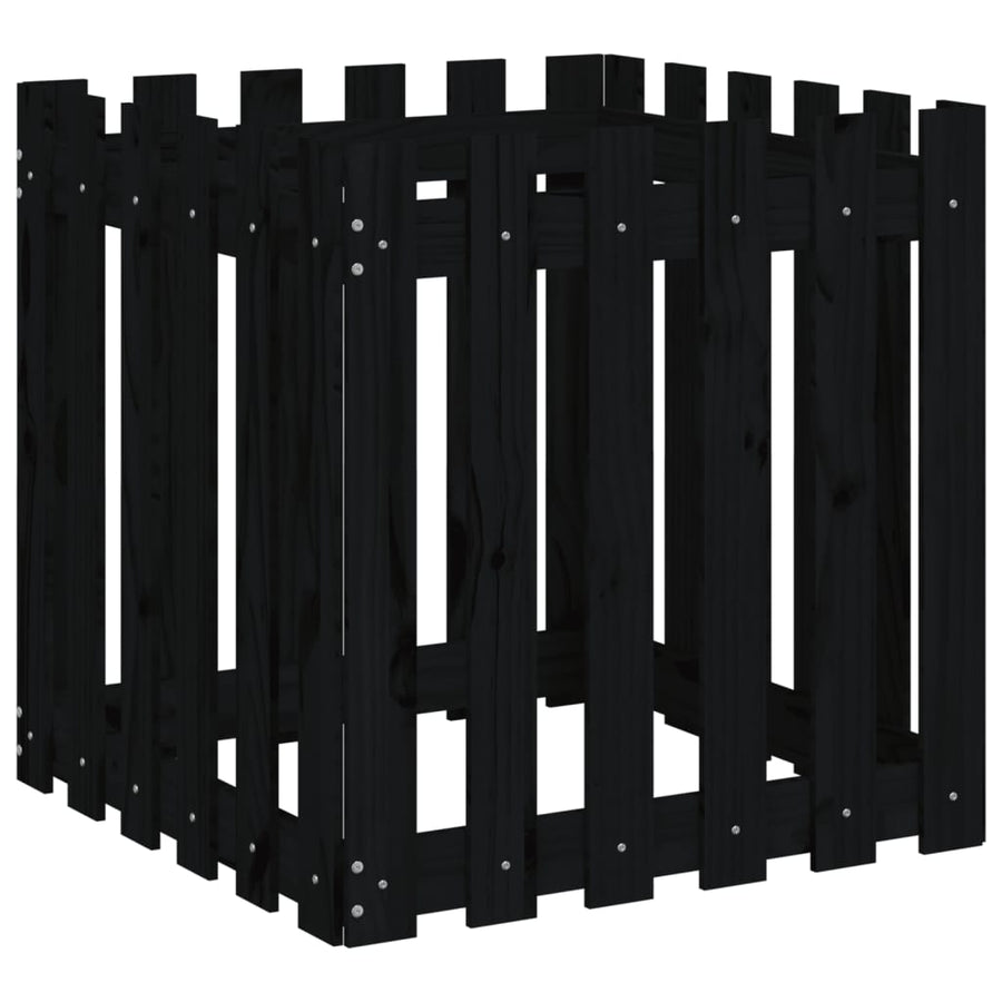 Plantenbak Met Hekontwerp 60X60X60 Cm Massief Grenenhout Zwart