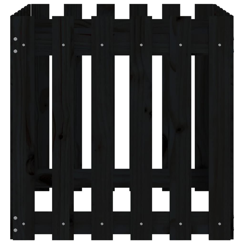 Plantenbak Met Hekontwerp 60X60X60 Cm Massief Grenenhout Zwart