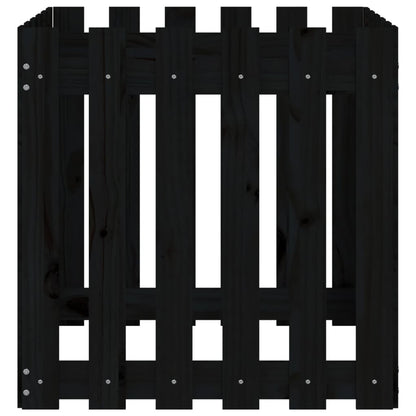 Plantenbak Met Hekontwerp 60X60X60 Cm Massief Grenenhout Zwart