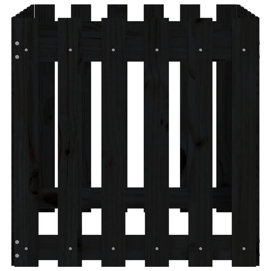 Plantenbak Met Hekontwerp 60X60X60 Cm Massief Grenenhout Zwart