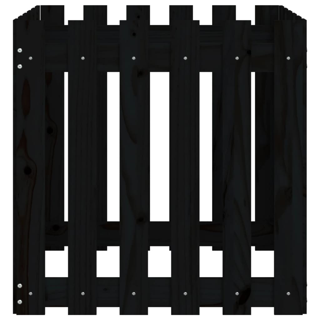 Plantenbak Met Hekontwerp 60X60X60 Cm Massief Grenenhout Zwart