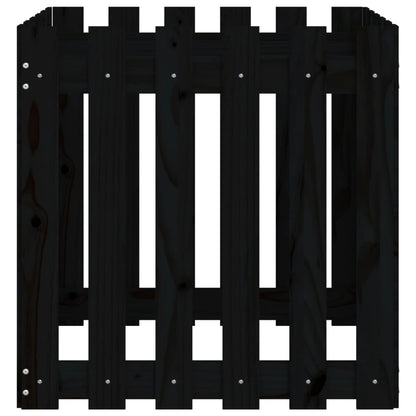 Plantenbak Met Hekontwerp 60X60X60 Cm Massief Grenenhout Zwart