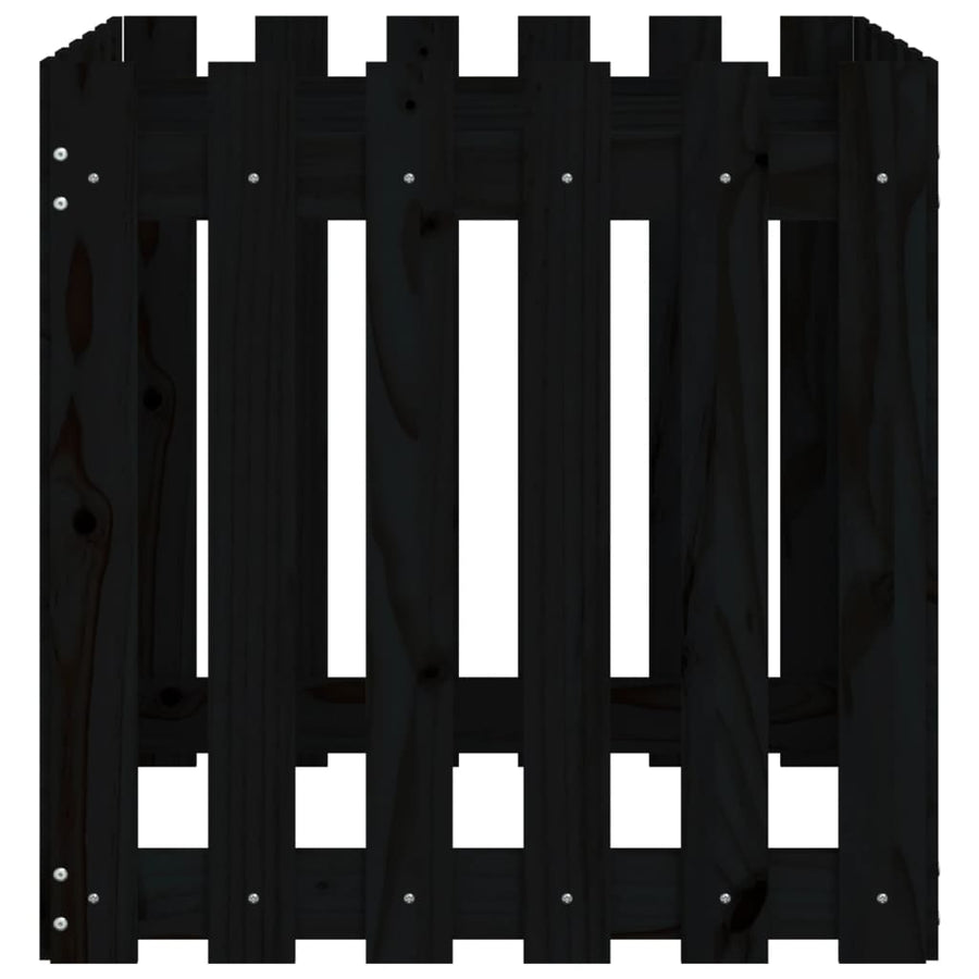 Plantenbak Met Hekontwerp 60X60X60 Cm Massief Grenenhout Zwart