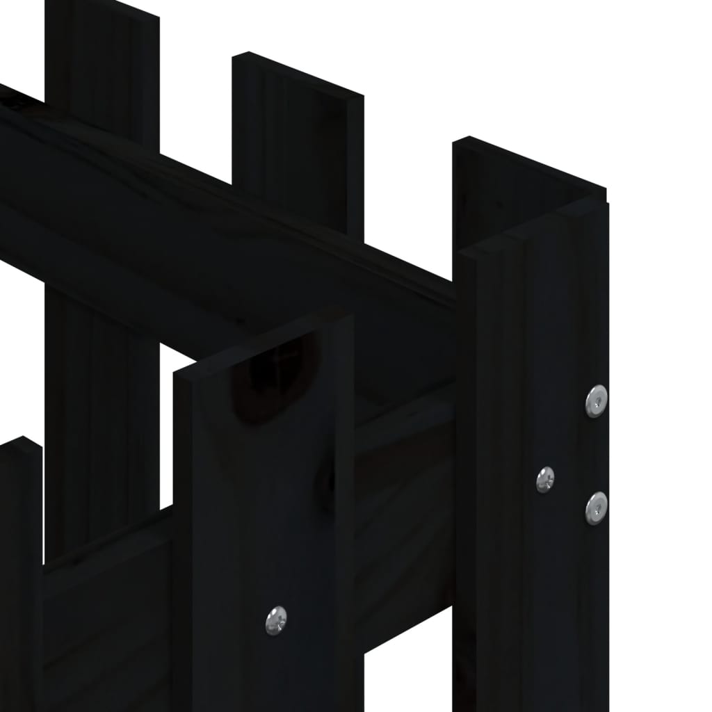 Plantenbak Met Hekontwerp 60X60X60 Cm Massief Grenenhout Zwart