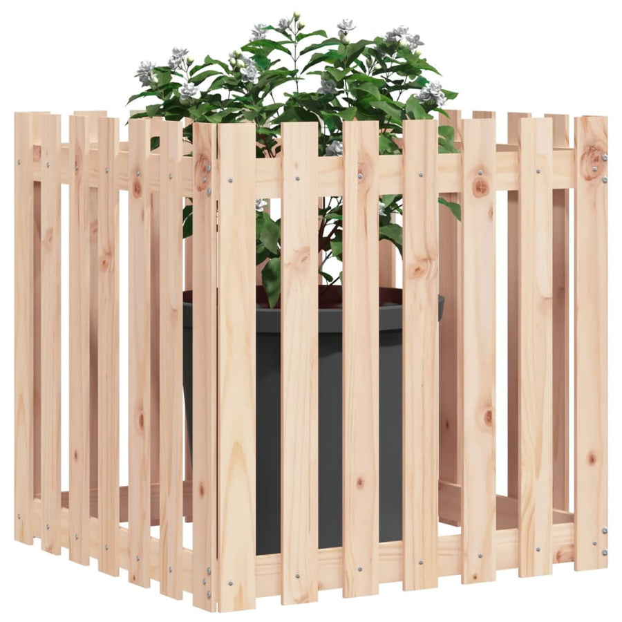 Plantenbak Met Hekontwerp 70X70X70 Cm Massief Grenenhout