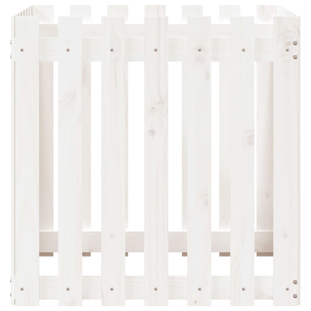 Plantenbak Met Hekontwerp 70X70X70 Cm Massief Grenenhout Wit