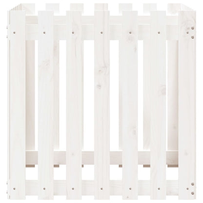 Plantenbak Met Hekontwerp 70X70X70 Cm Massief Grenenhout Wit
