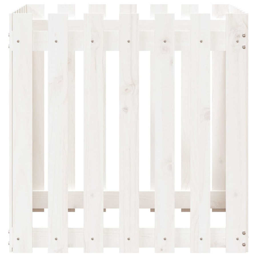 Plantenbak Met Hekontwerp 70X70X70 Cm Massief Grenenhout Wit