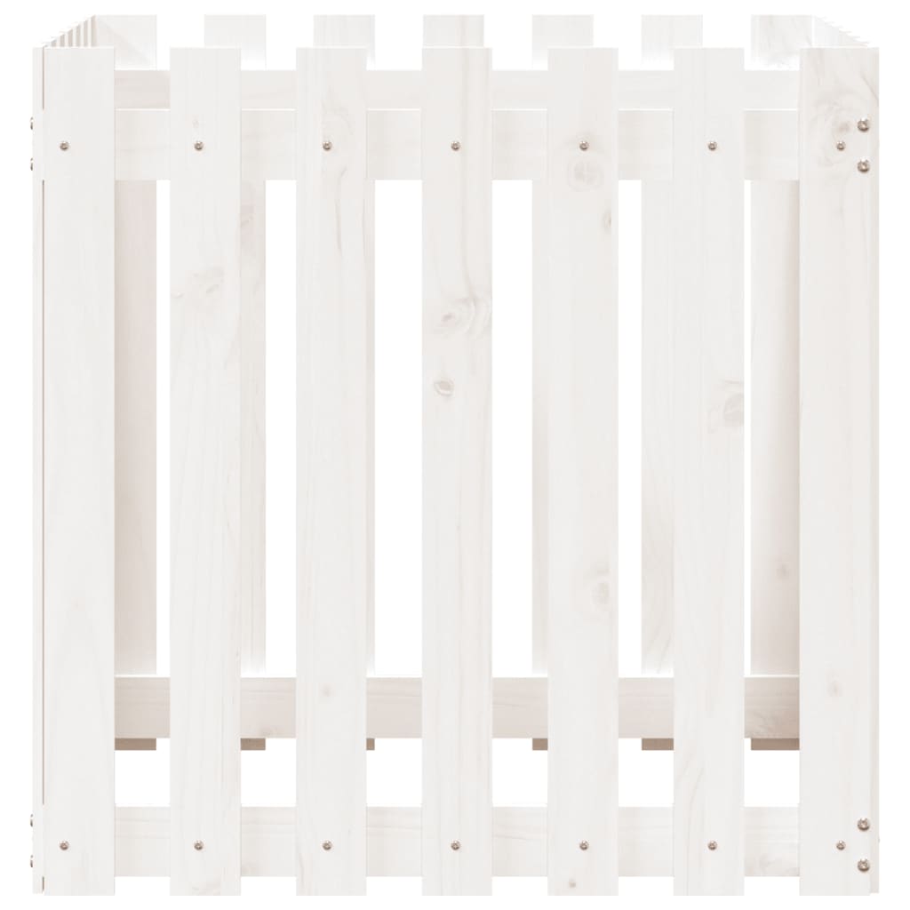Plantenbak Met Hekontwerp 70X70X70 Cm Massief Grenenhout Wit