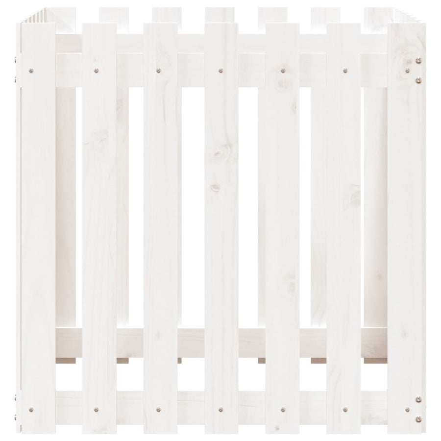 Plantenbak Met Hekontwerp 70X70X70 Cm Massief Grenenhout Wit