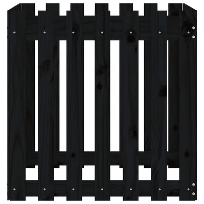 Plantenbak Met Hekontwerp 70X70X70 Cm Massief Grenenhout Zwart