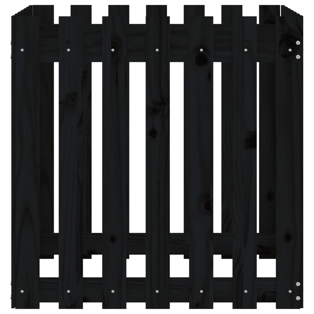 Plantenbak Met Hekontwerp 70X70X70 Cm Massief Grenenhout Zwart