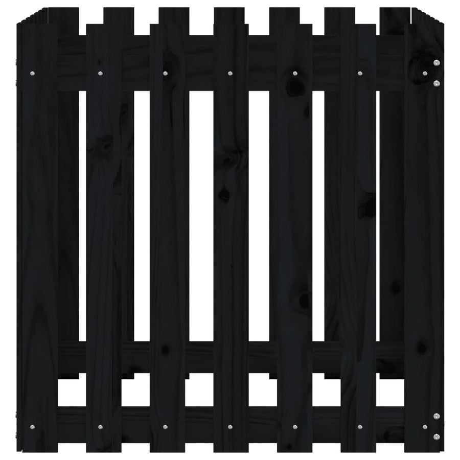 Plantenbak Met Hekontwerp 70X70X70 Cm Massief Grenenhout Zwart