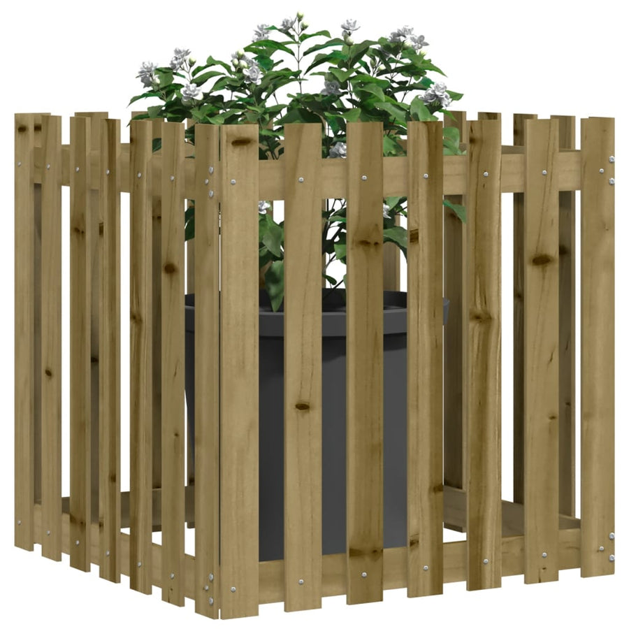 Plantenbak Met Hekontwerp 70X70X70 Cm Geïmpregneerd Grenenhout