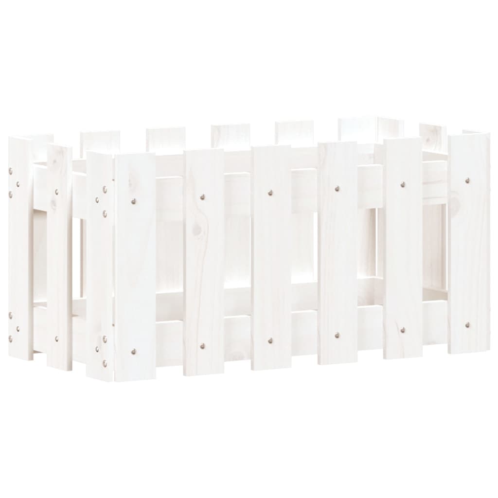 Plantenbak Met Hekontwerp 60X30X30 Cm Massief Grenenhout Wit