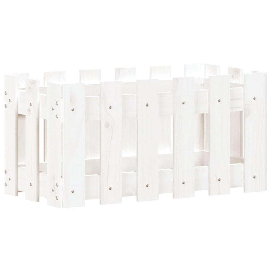 Plantenbak Met Hekontwerp 60X30X30 Cm Massief Grenenhout Wit