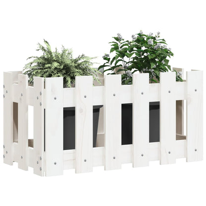 Plantenbak Met Hekontwerp 60X30X30 Cm Massief Grenenhout Wit