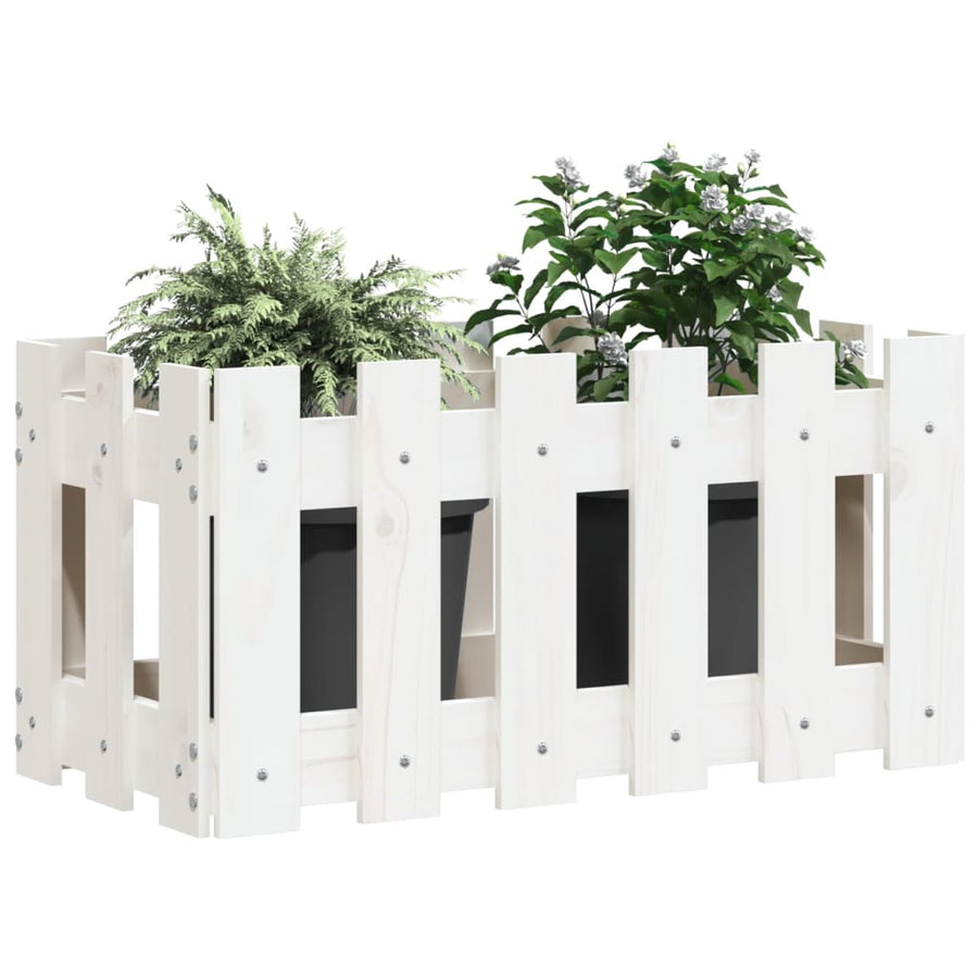 Plantenbak Met Hekontwerp 60X30X30 Cm Massief Grenenhout Wit