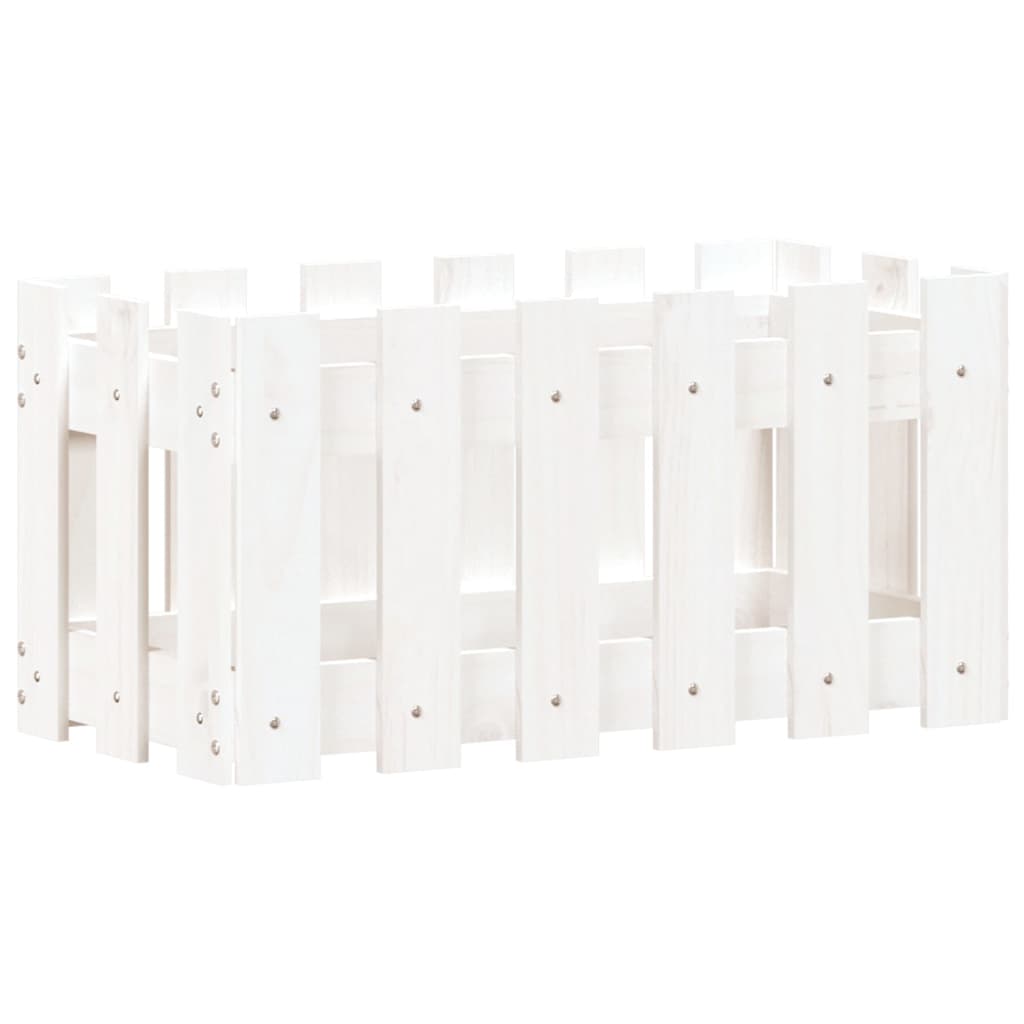 Plantenbak Met Hekontwerp 60X30X30 Cm Massief Grenenhout Wit