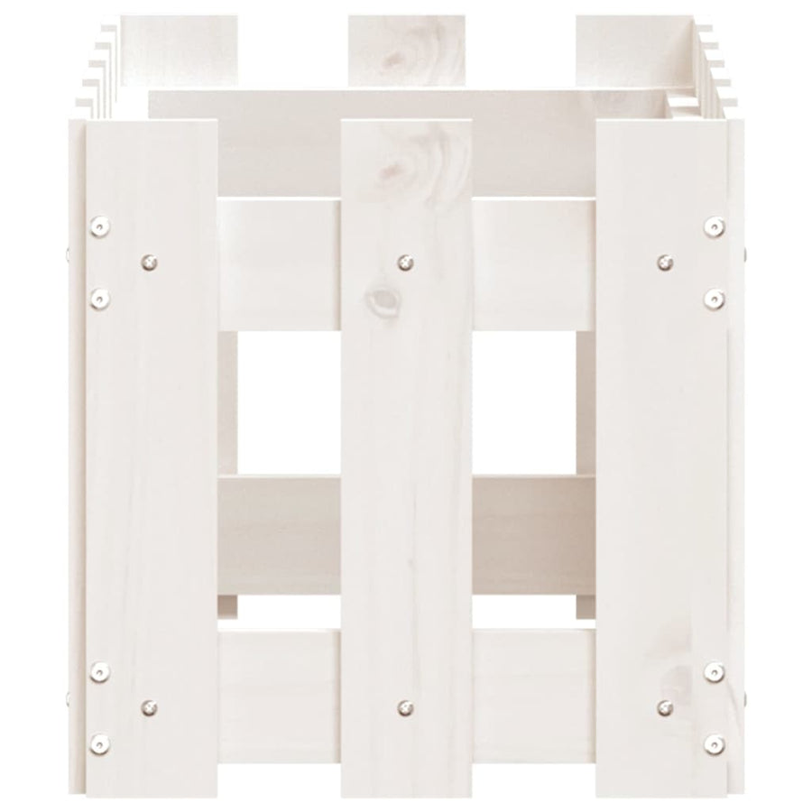 Plantenbak Met Hekontwerp 60X30X30 Cm Massief Grenenhout Wit