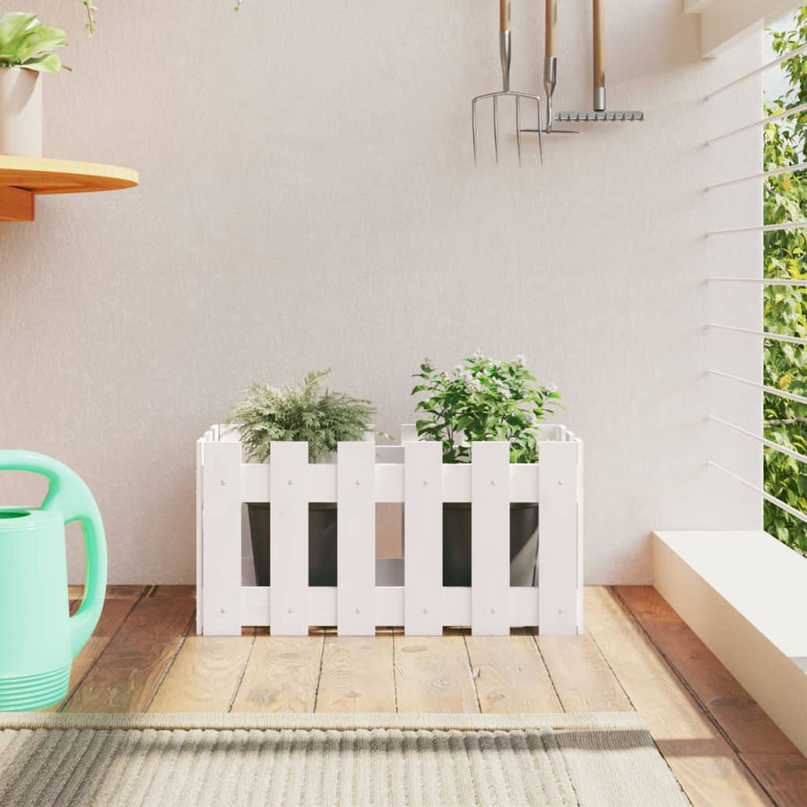 Plantenbak Met Hekontwerp 60X30X30 Cm Massief Grenenhout Wit