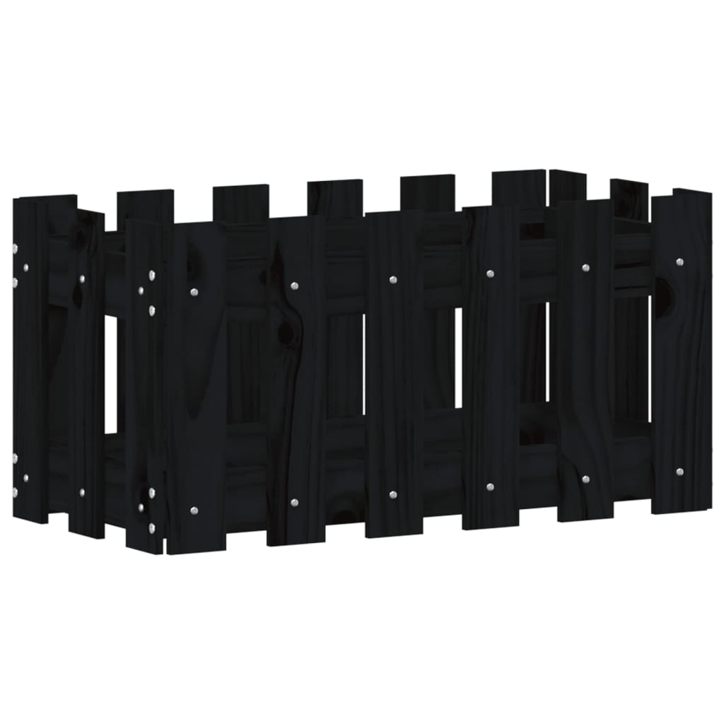 Plantenbak Met Hekontwerp 60X30X30 Cm Massief Grenenhout Zwart